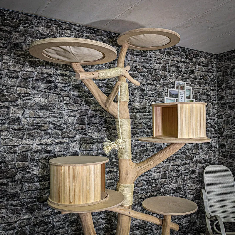 Naturkratzbaum 3710 Kratzbaum Natur Holz Design 235 cm hoch Katzenbaum