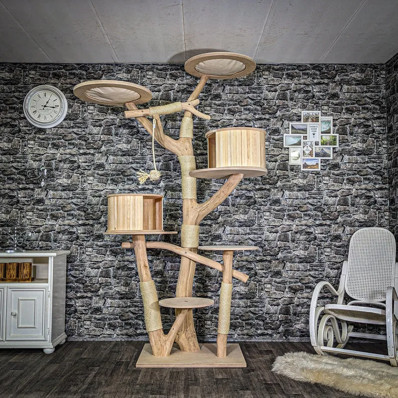 Naturkratzbaum 3710 Kratzbaum Natur Holz Design 235 cm hoch Katzenbaum