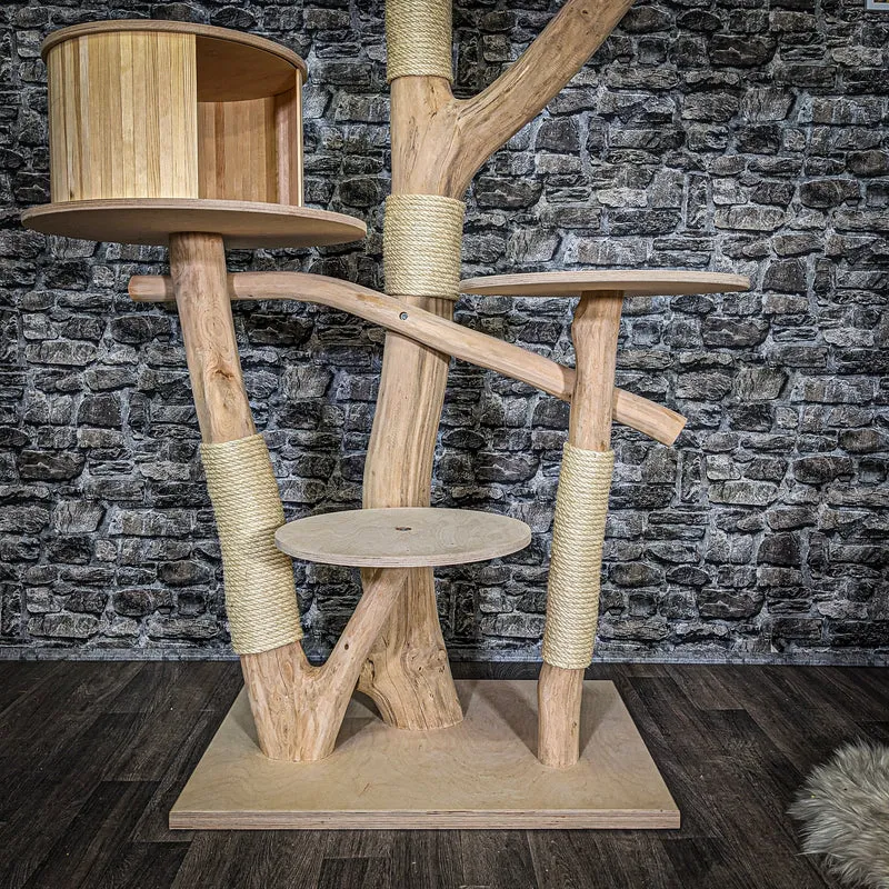 Naturkratzbaum 3710 Kratzbaum Natur Holz Design 235 cm hoch Katzenbaum