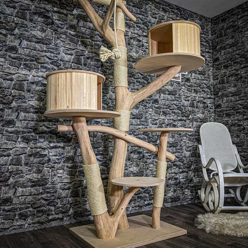 Naturkratzbaum 3710 Kratzbaum Natur Holz Design 235 cm hoch Katzenbaum