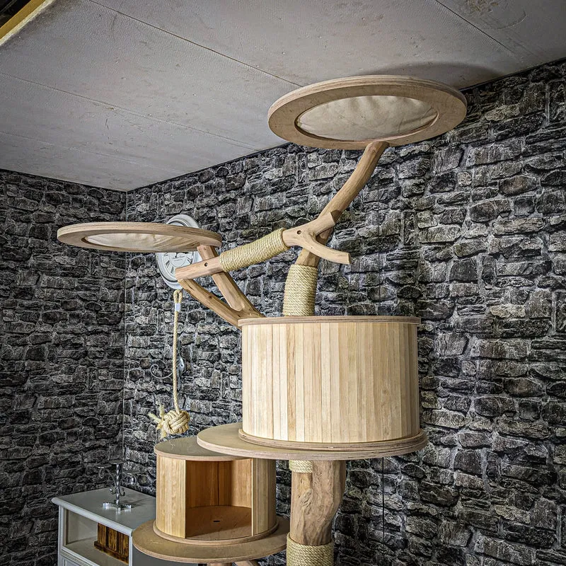 Naturkratzbaum 3710 Kratzbaum Natur Holz Design 235 cm hoch Katzenbaum
