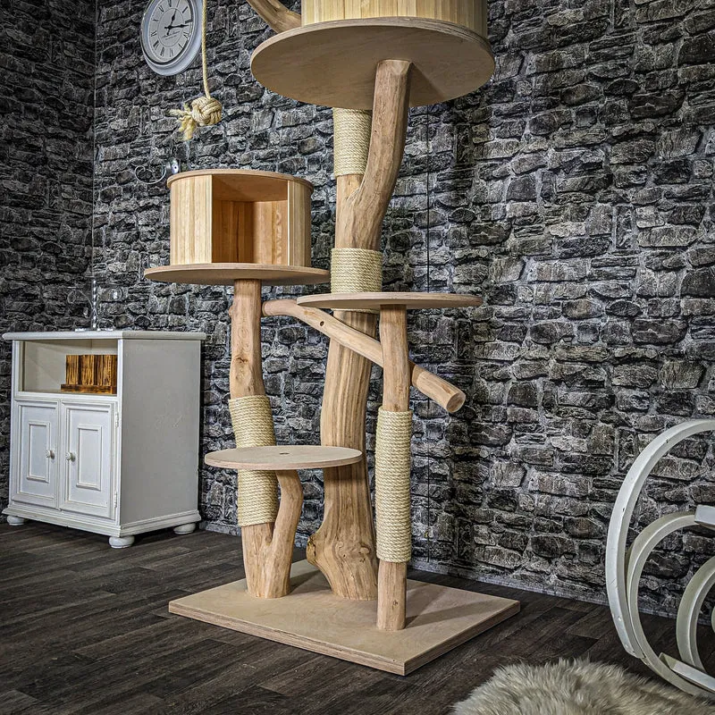 Naturkratzbaum 3710 Kratzbaum Natur Holz Design 235 cm hoch Katzenbaum