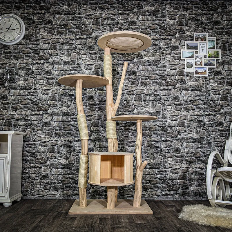 Naturkratzbaum 3709 Kratzbaum Natur Holz Design 174 cm hoch Katzenbaum