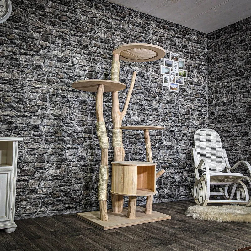 Naturkratzbaum 3709 Kratzbaum Natur Holz Design 174 cm hoch Katzenbaum