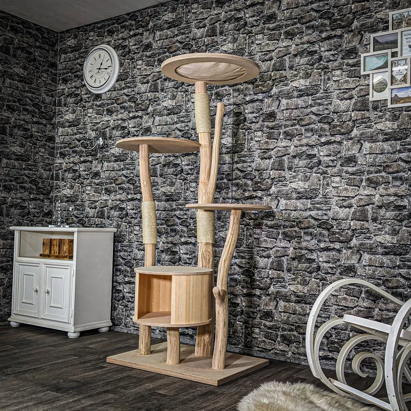 Naturkratzbaum 3709 Kratzbaum Natur Holz Design 174 cm hoch Katzenbaum