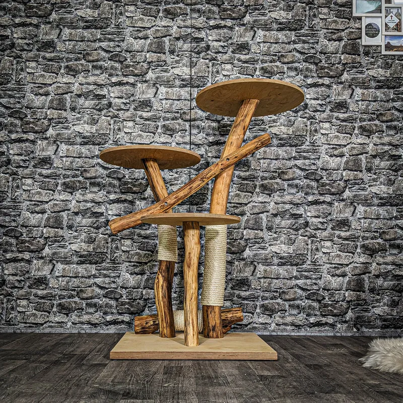 Naturkratzbaum 3708 Kratzbaum Natur Holz Design 115 cm hoch Katzenbaum