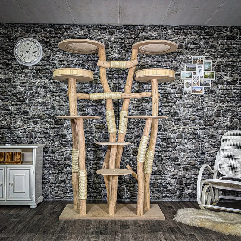 Naturkratzbaum 3707 Kratzbaum Natur Holz Design 207 cm hoch Katzenbaum