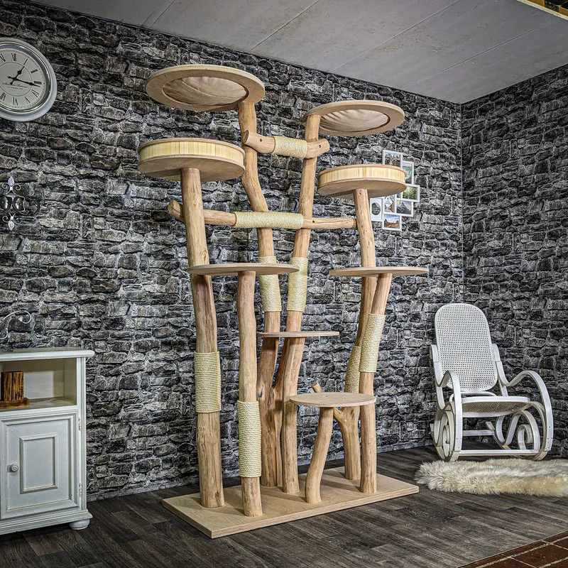 Naturkratzbaum 3707 Kratzbaum Natur Holz Design 207 cm hoch Katzenbaum