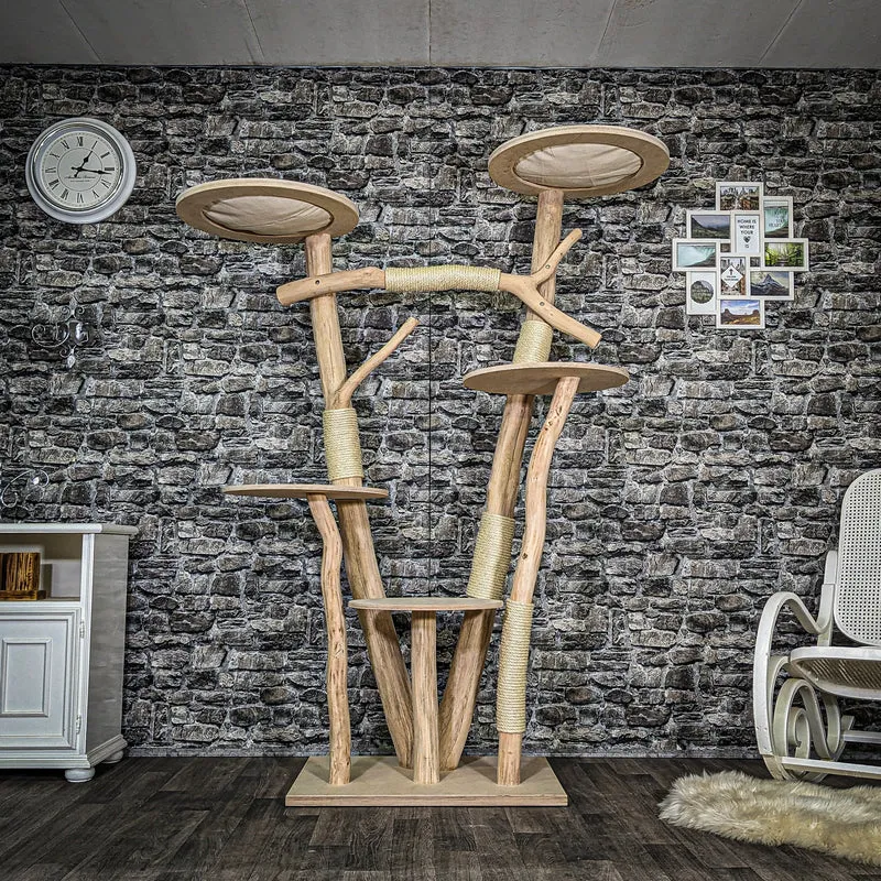Naturkratzbaum 3706 Kratzbaum Natur Holz Design 195 cm hoch Katzenbaum