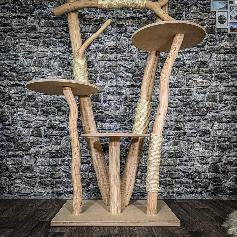 Naturkratzbaum 3706 Kratzbaum Natur Holz Design 195 cm hoch Katzenbaum
