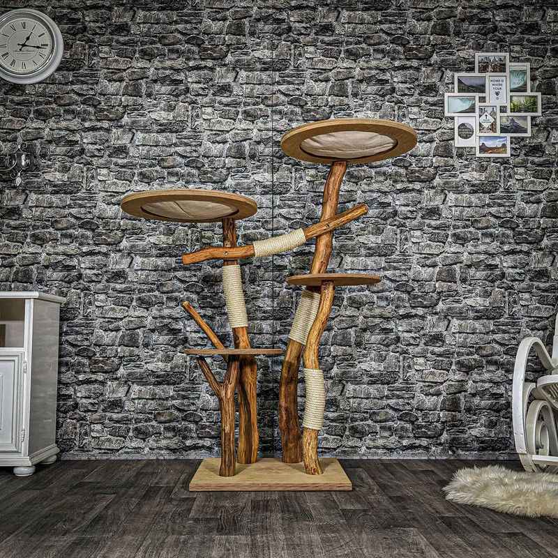 Naturkratzbaum 3705 Kratzbaum Natur Holz Design 145 cm hoch Katzenbaum