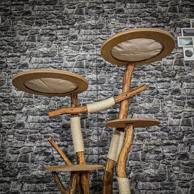 Naturkratzbaum 3705 Kratzbaum Natur Holz Design 145 cm hoch Katzenbaum
