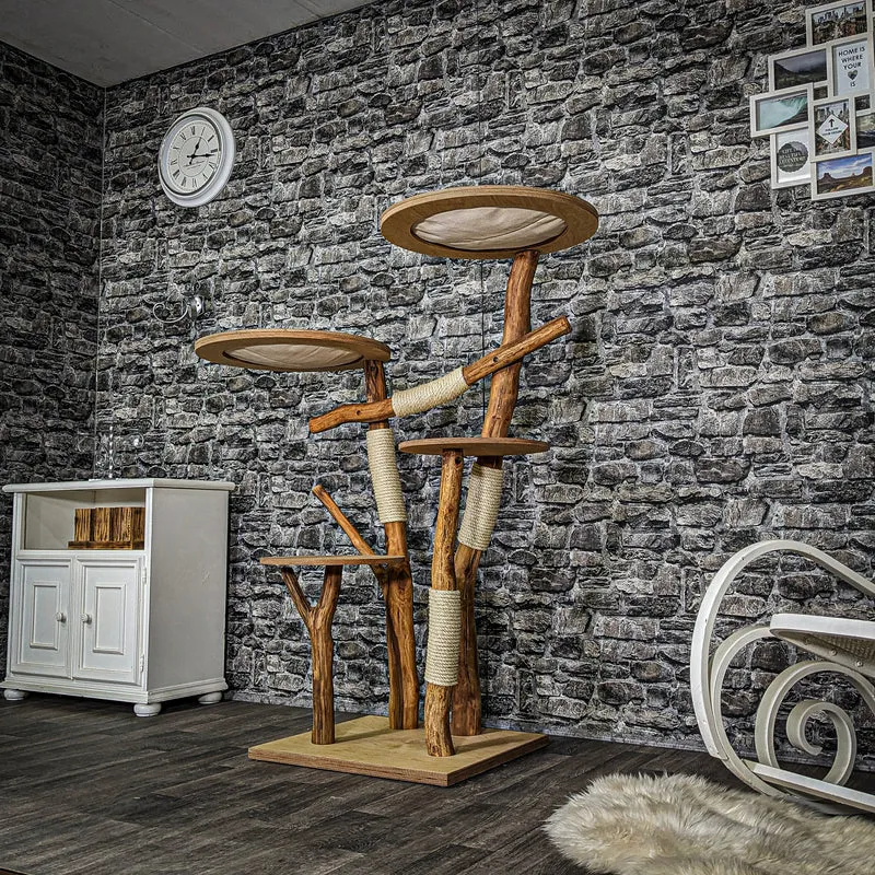 Naturkratzbaum 3705 Kratzbaum Natur Holz Design 145 cm hoch Katzenbaum