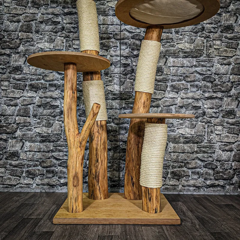Naturkratzbaum 3702 Kratzbaum Natur Holz Design 145 cm hoch Katzenbaum