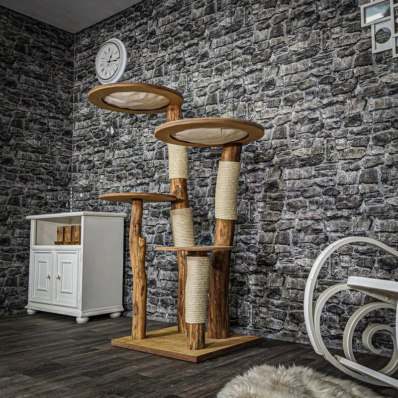 Naturkratzbaum 3702 Kratzbaum Natur Holz Design 145 cm hoch Katzenbaum
