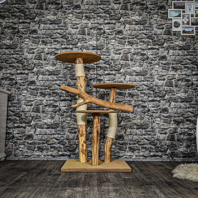Naturkratzbaum 3701 Kratzbaum Natur Holz Design 115 cm hoch Katzenbaum