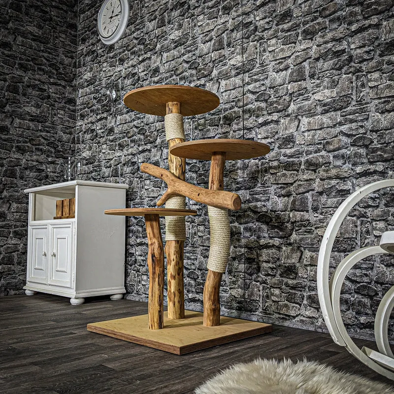 Naturkratzbaum 3701 Kratzbaum Natur Holz Design 115 cm hoch Katzenbaum