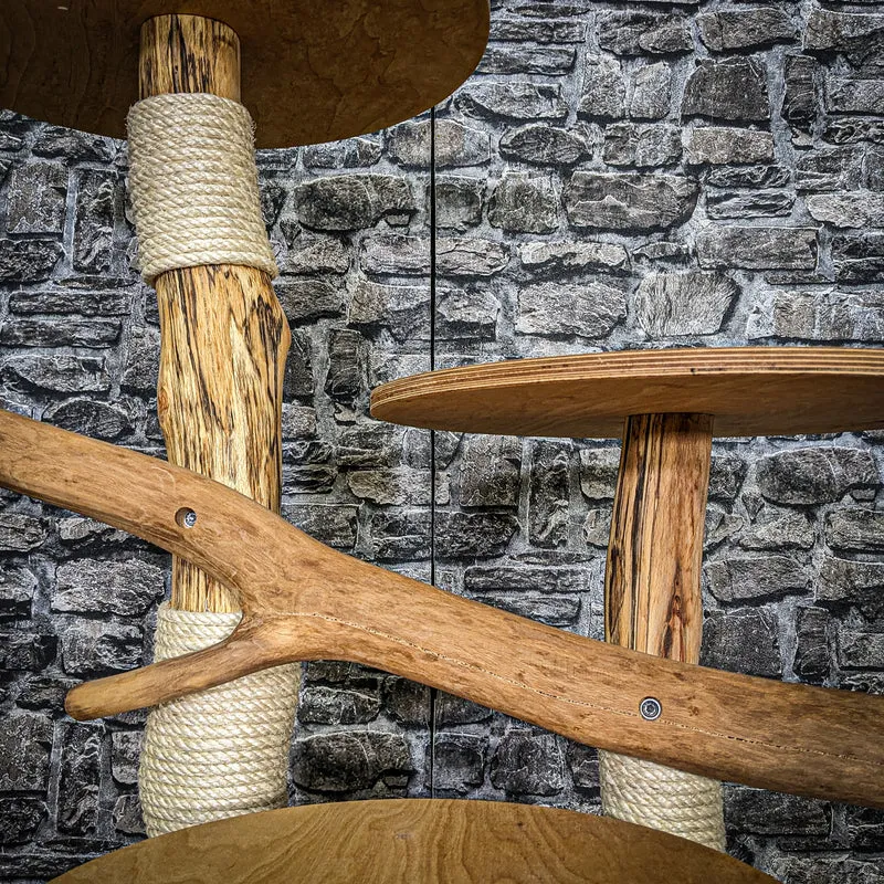 Naturkratzbaum 3701 Kratzbaum Natur Holz Design 115 cm hoch Katzenbaum