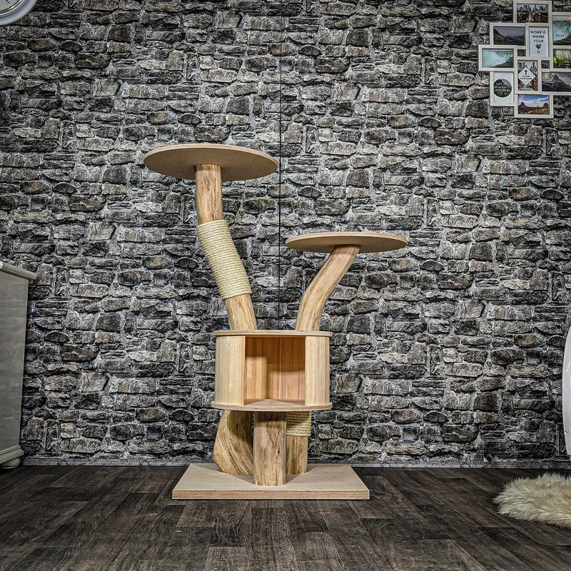 Naturkratzbaum 3699 Kratzbaum Natur Holz Design 118 cm hoch Katzenbaum
