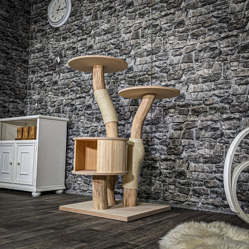 Naturkratzbaum 3699 Kratzbaum Natur Holz Design 118 cm hoch Katzenbaum