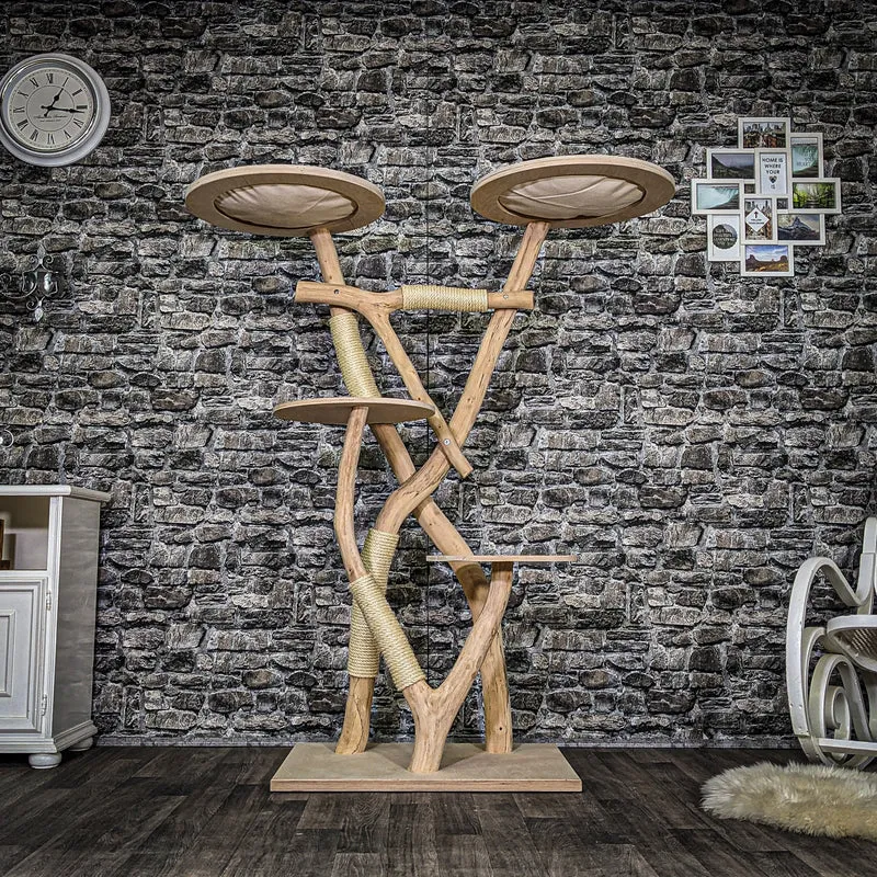 Naturkratzbaum 3697 Kratzbaum Natur Holz Design 160 cm hoch Katzenbaum