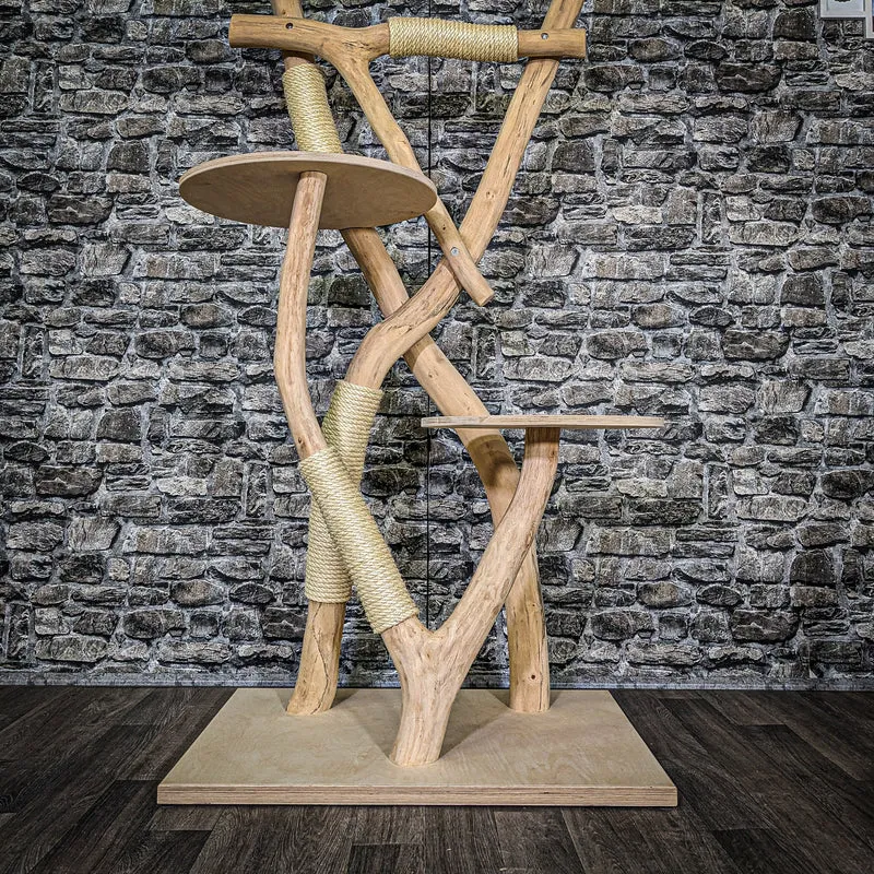 Naturkratzbaum 3697 Kratzbaum Natur Holz Design 160 cm hoch Katzenbaum