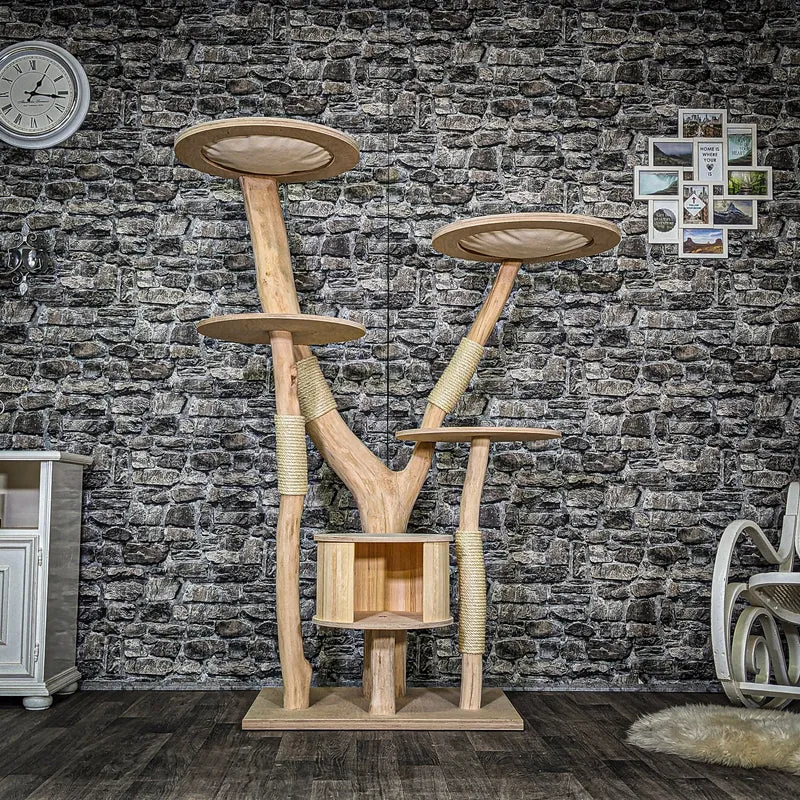 Naturkratzbaum 3696 Kratzbaum Natur Holz Design 174 cm hoch Katzenbaum