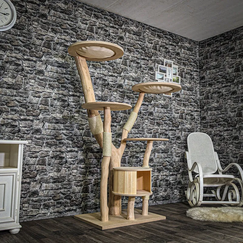 Naturkratzbaum 3696 Kratzbaum Natur Holz Design 174 cm hoch Katzenbaum