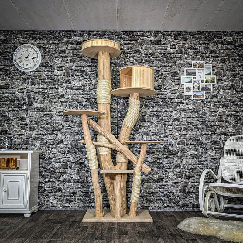 Naturkratzbaum 3695 Kratzbaum Natur Holz Design 212 cm hoch Katzenbaum