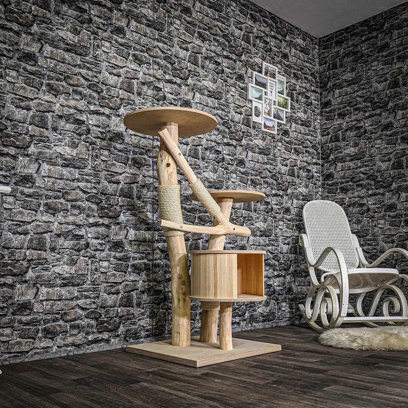 Naturkratzbaum 3694 Kratzbaum Natur Holz Design 123 cm hoch Katzenbaum
