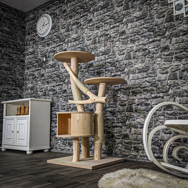 Naturkratzbaum 3694 Kratzbaum Natur Holz Design 123 cm hoch Katzenbaum
