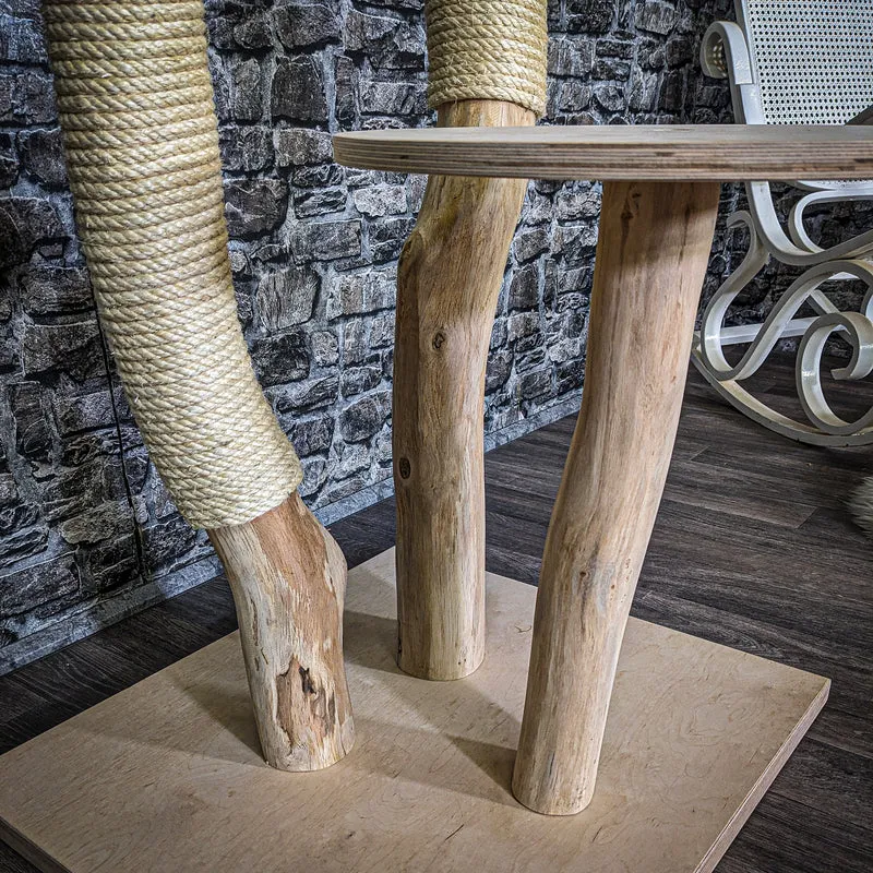 Naturkratzbaum 3692 Kratzbaum Natur Holz Design 90 cm hoch Katzenbaum