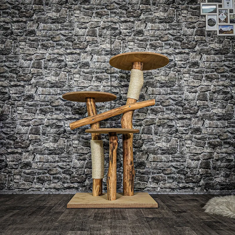 Naturkratzbaum 3713 Kratzbaum Natur Holz Design 115 cm hoch Katzenbaum