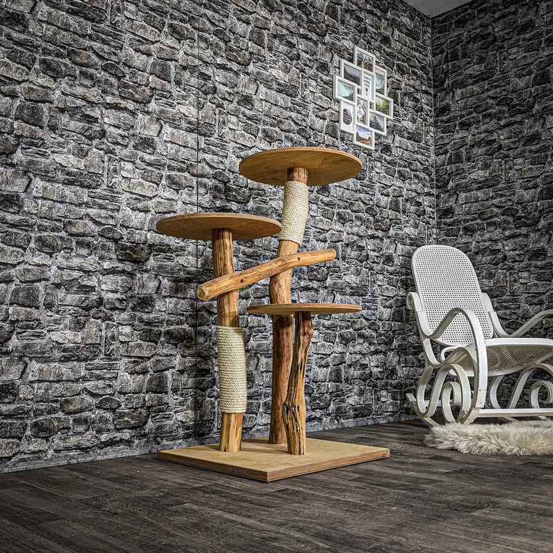 Naturkratzbaum 3713 Kratzbaum Natur Holz Design 115 cm hoch Katzenbaum