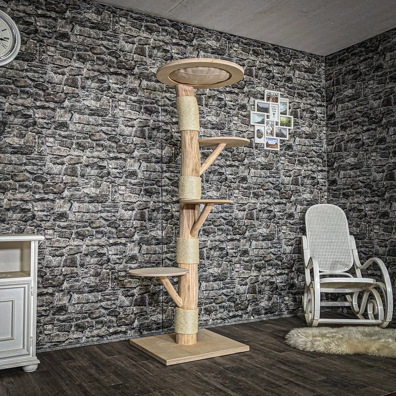 Naturkratzbaum 3689 Kratzbaum Natur Holz Design 185 cm hoch Katzenbaum
