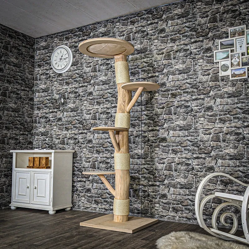 Naturkratzbaum 3689 Kratzbaum Natur Holz Design 185 cm hoch Katzenbaum