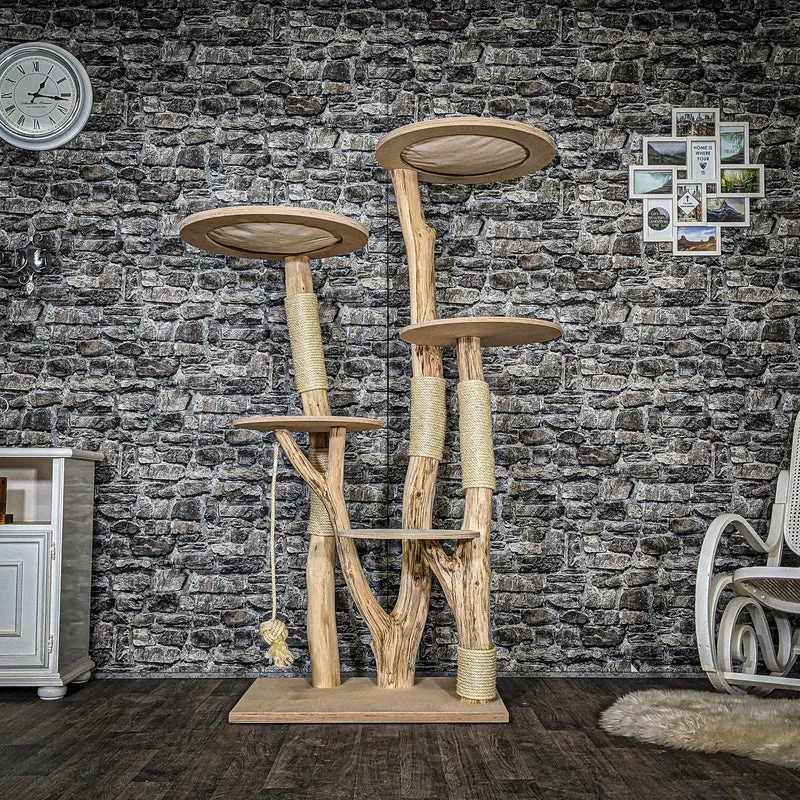 Naturkratzbaum 3686 Kratzbaum Natur Holz Design 175 cm hoch Katzenbaum
