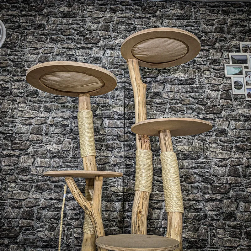 Naturkratzbaum 3686 Kratzbaum Natur Holz Design 175 cm hoch Katzenbaum