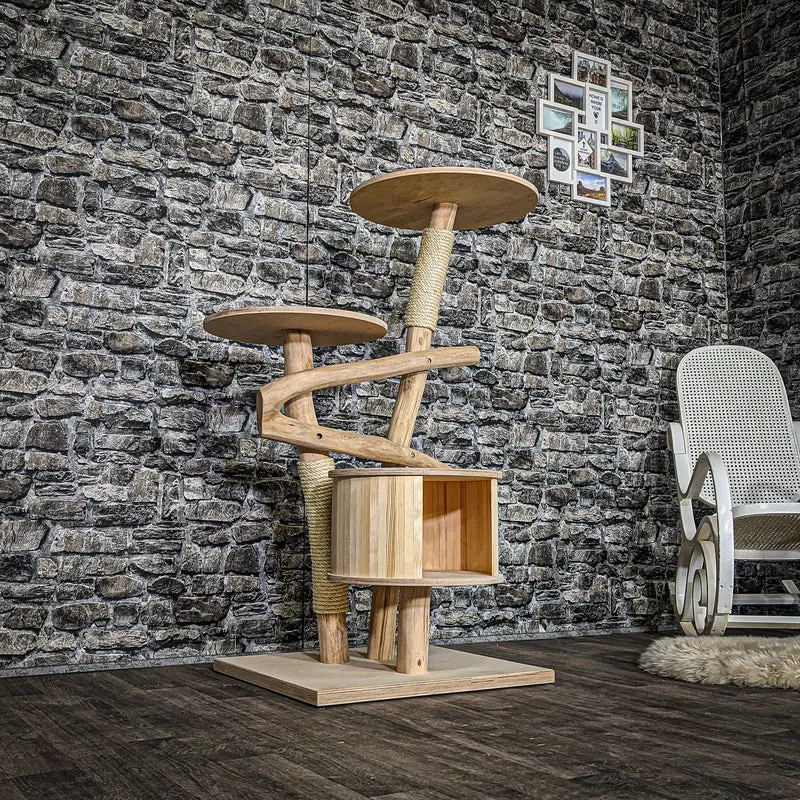 Naturkratzbaum 3684 Kratzbaum Natur Holz Design 120 cm hoch Katzenbaum