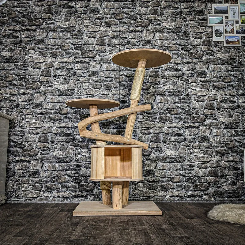 Naturkratzbaum 3684 Kratzbaum Natur Holz Design 120 cm hoch Katzenbaum