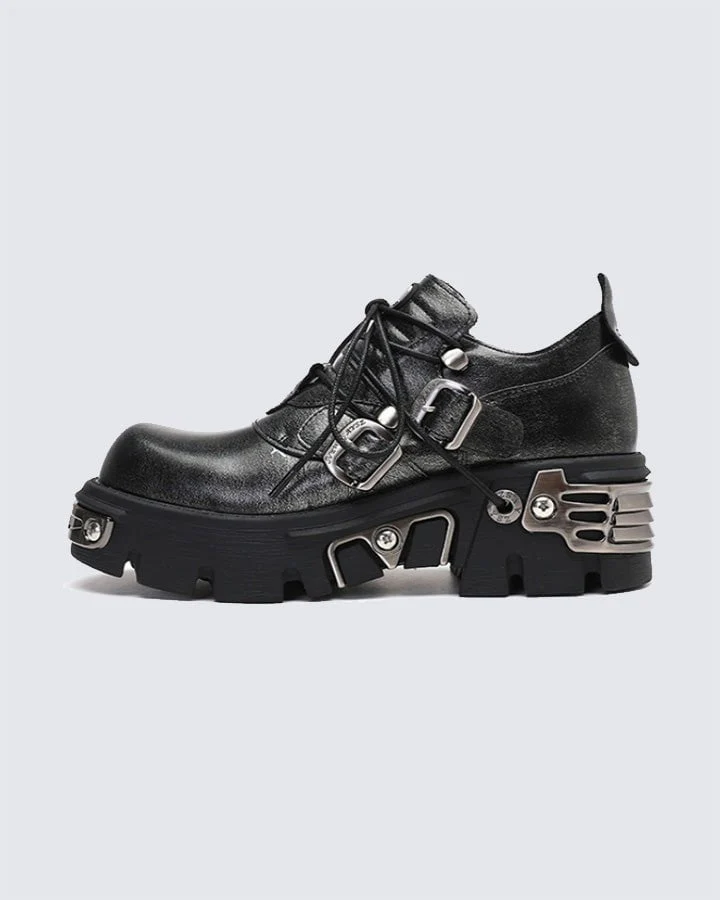 Thick-Soled Metal Low-Top Shoes
