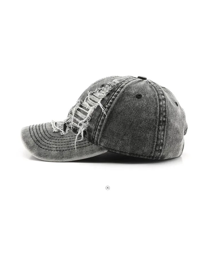 Distressed Washed Peaked Cap
