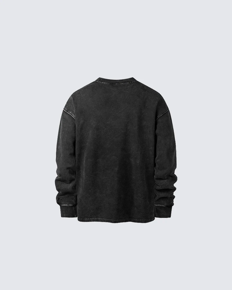 Blurred Figure Print Long Sleeve T-shirt