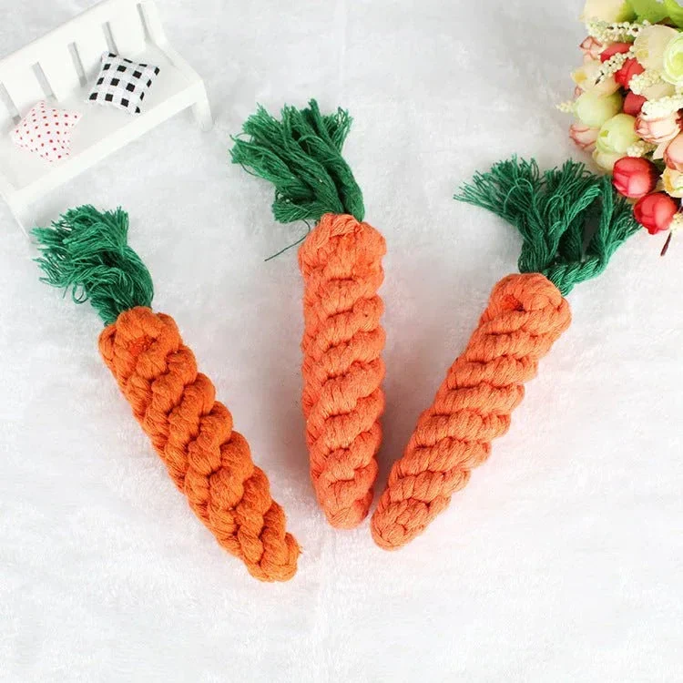 Cotton String Carrot Molar Teeth Cleaning Bite-Resistant Dog Toy