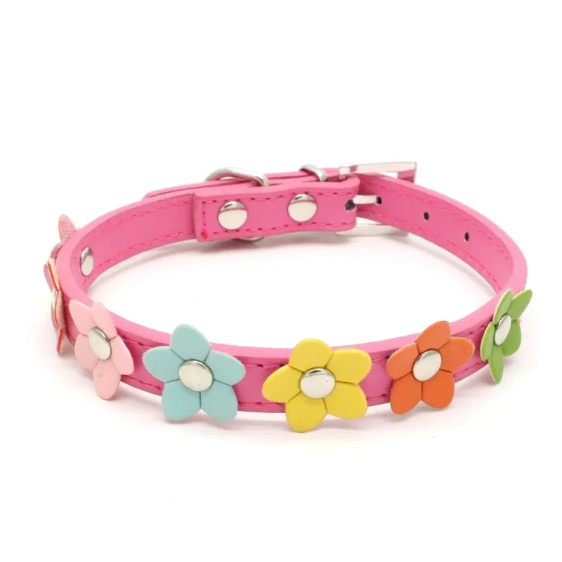 Small Flowers PU Pet Collar