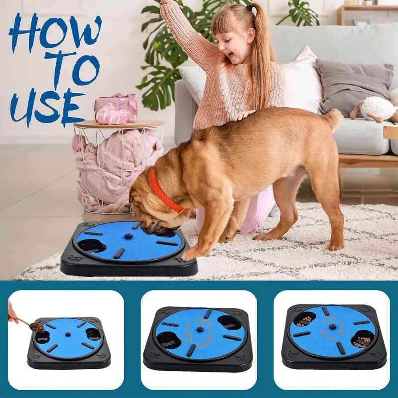 Cat Dog 360 Rotating Scratch Board Pet Bowl Feeding Toy