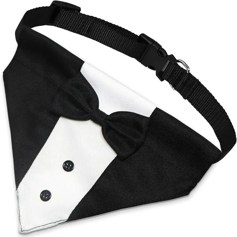 Dog Tuxedo Suit With Bow Tie And Bandana Adjustable Formal Costumes For Small, Medium, Large Dogs Perfect For Weddings Birthdays