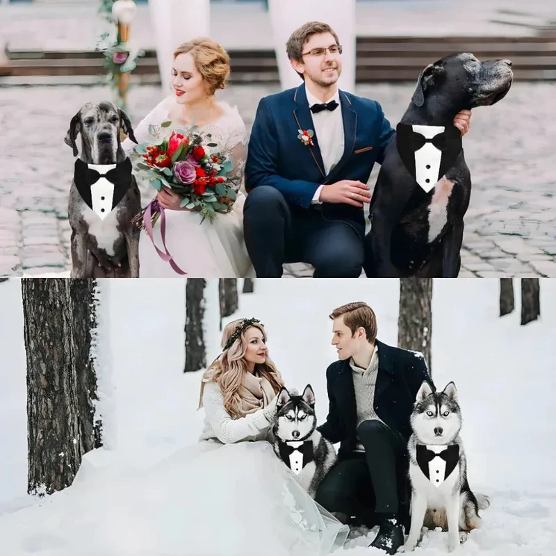 Dog Tuxedo Suit With Bow Tie And Bandana Adjustable Formal Costumes For Small, Medium, Large Dogs Perfect For Weddings Birthdays