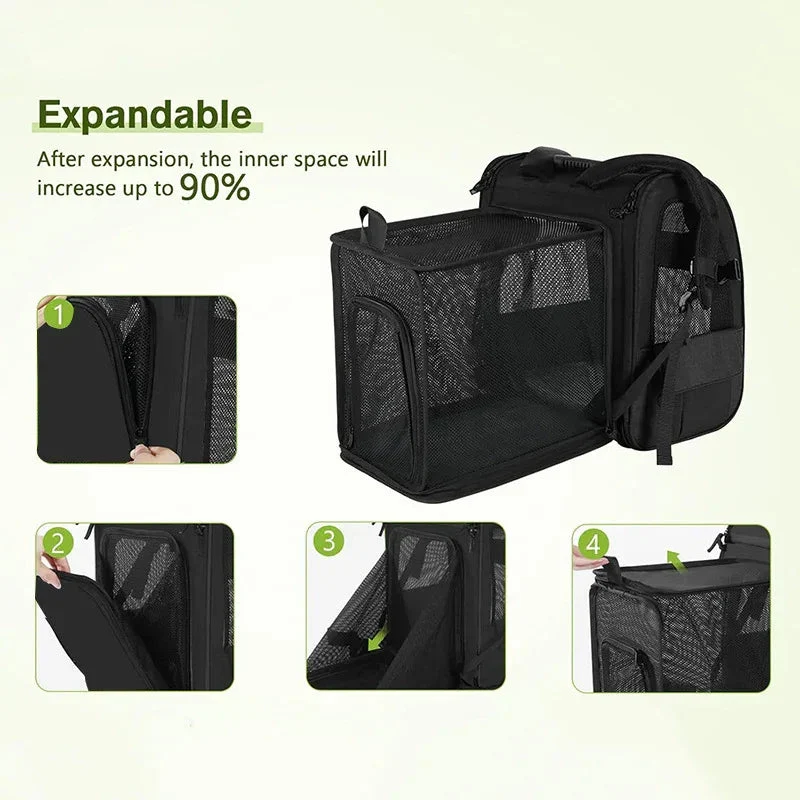 Expandable Spacious Breathable Pet Cat Dog Bag Backpack