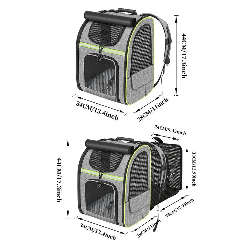 Expandable Spacious Breathable Pet Cat Dog Bag Backpack